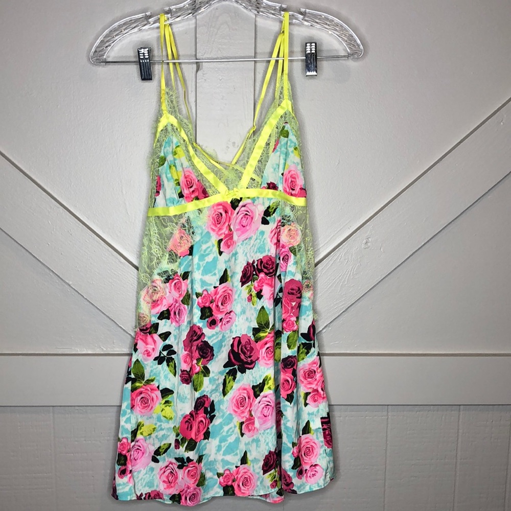 Betsey Johnson Floral Lace Camisole - Pink and Yellow